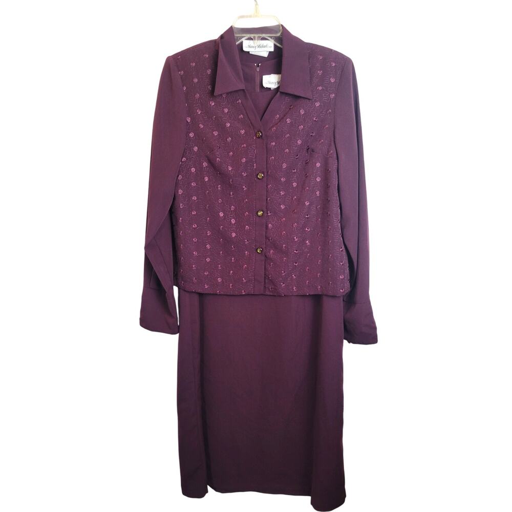 NWT Nancy Michaels Purple Embroidered Career Dress & Jacket Women's‎ Size 6P